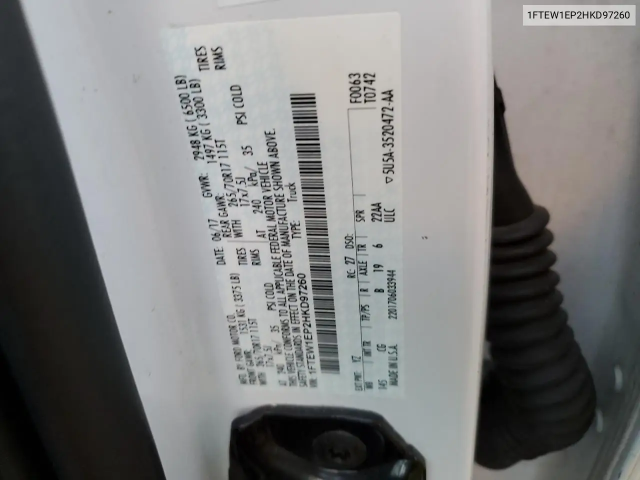 1FTEW1EP2HKD97260 2017 Ford F150 Supercrew