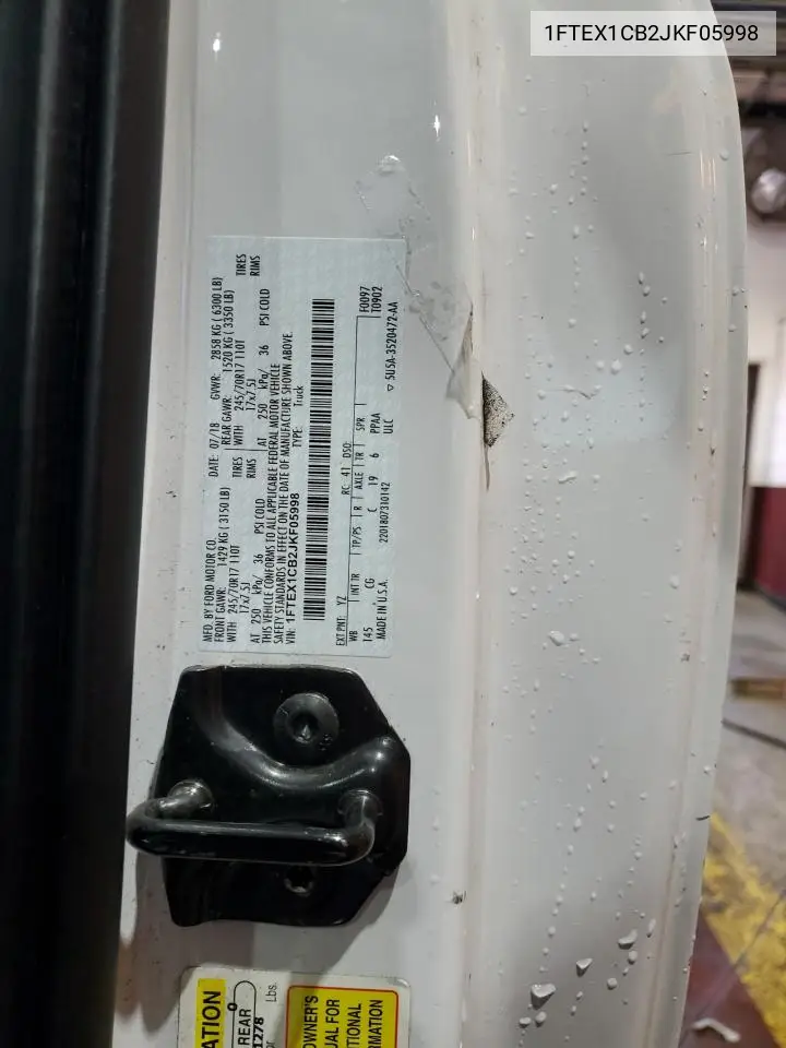 1FTEX1CB2JKF05998 2018 Ford F150 Super Cab