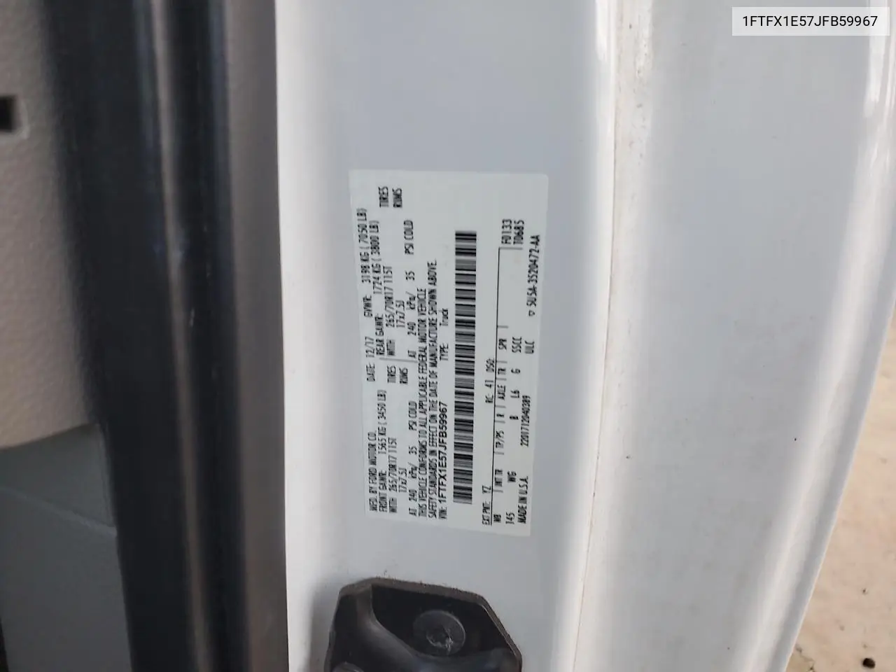 1FTFX1E57JFB59967 2018 Ford F150 Super Cab