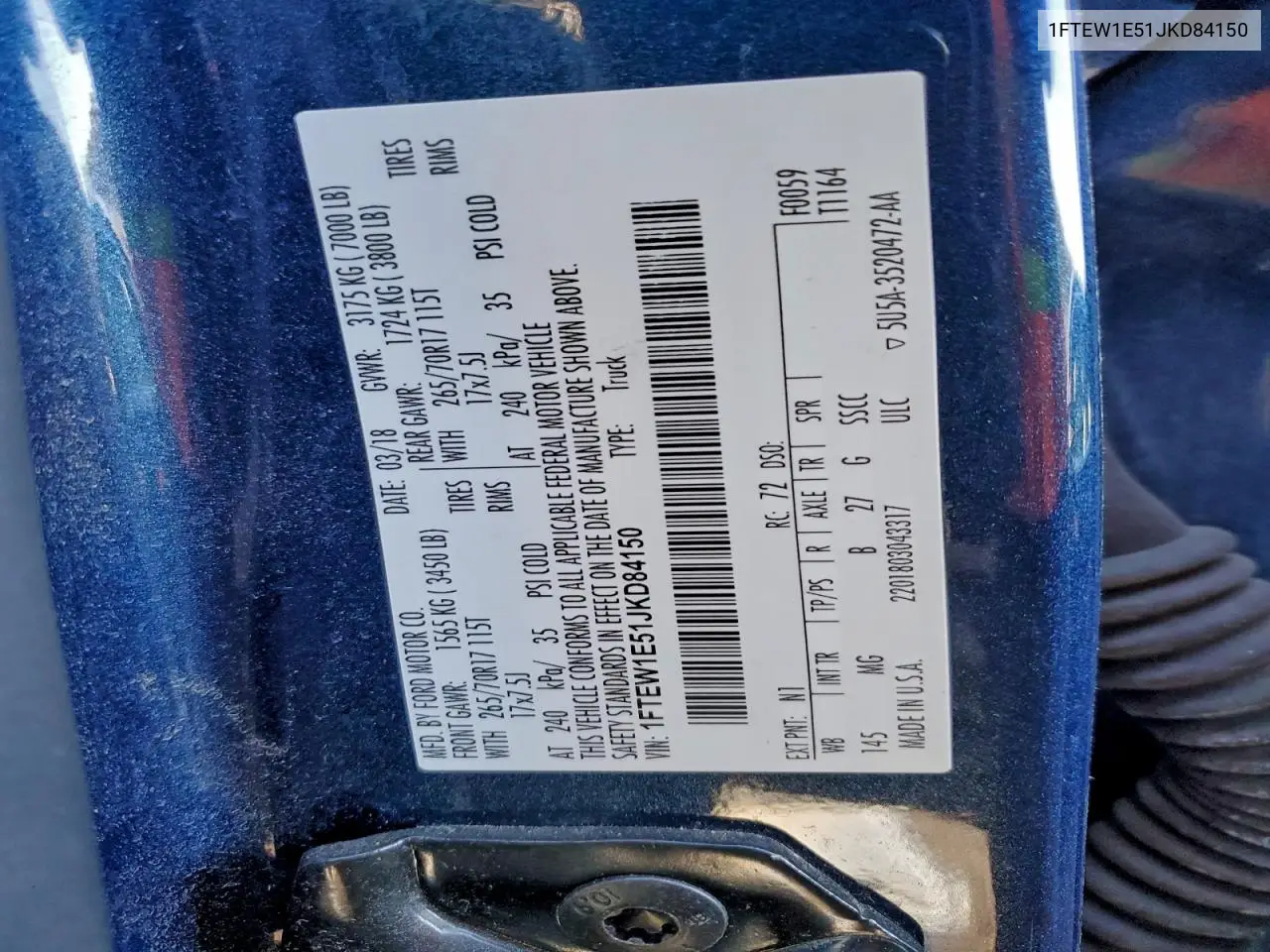 1FTEW1E51JKD84150 2018 Ford F150 Supercrew
