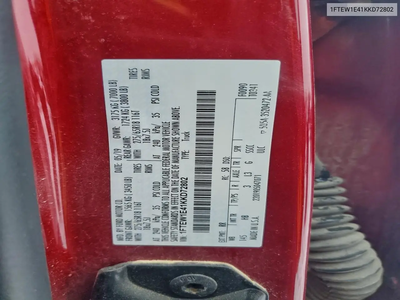 1FTEW1E41KKD72802 2019 Ford F150 Supercrew