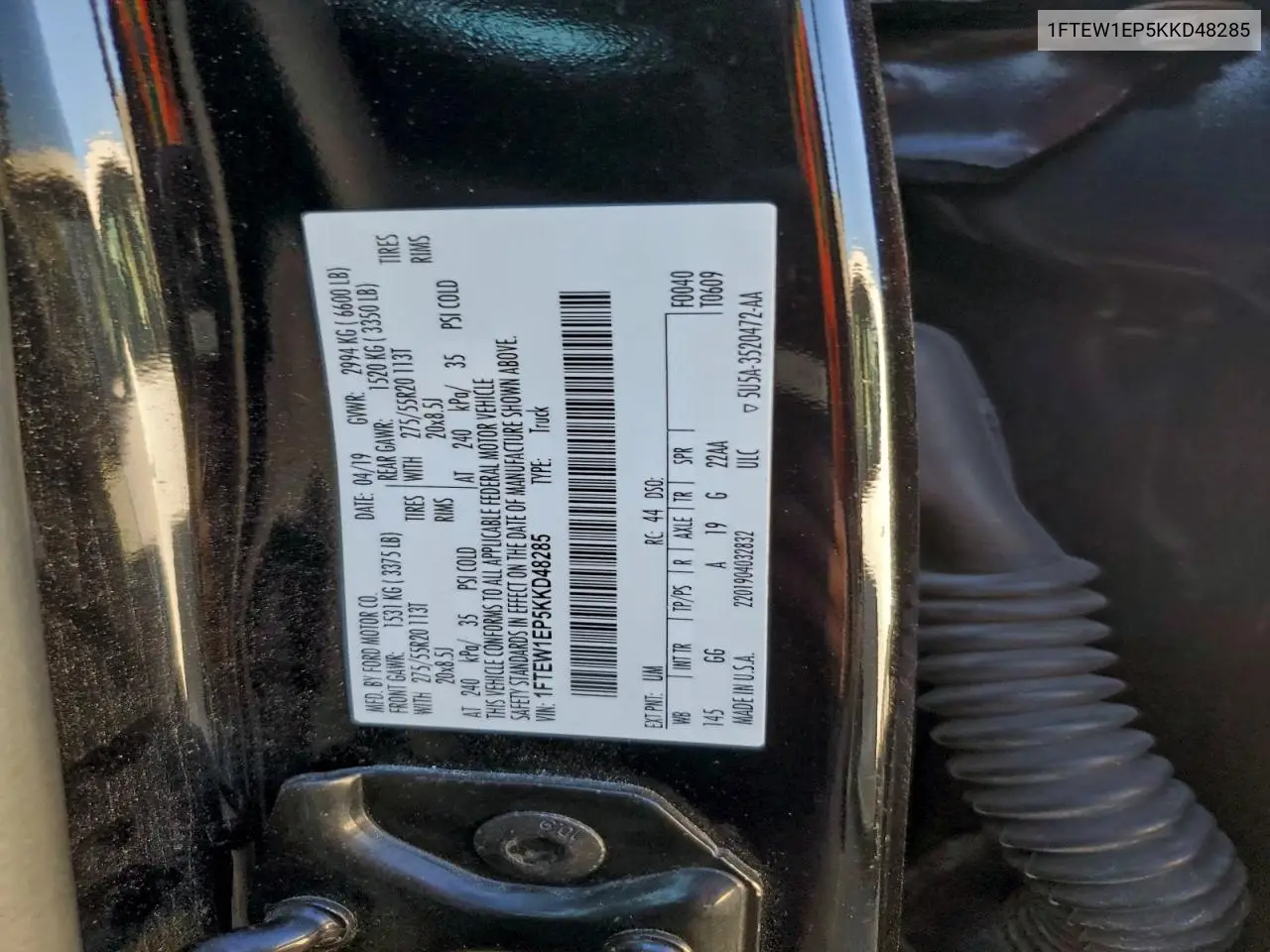 1FTEW1EP5KKD48285 2019 Ford F150 Supercrew