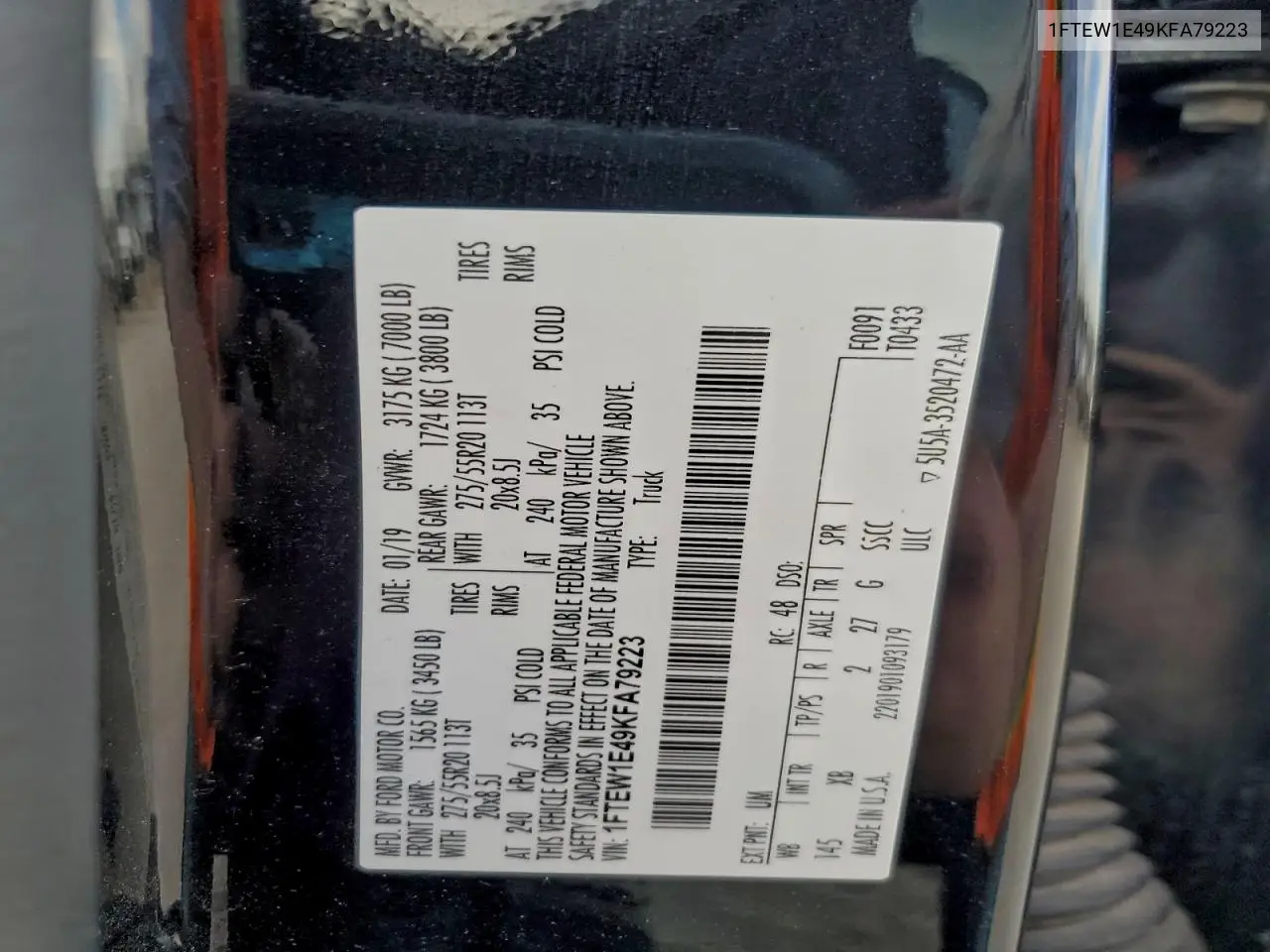 1FTEW1E49KFA79223 2019 Ford F150 Supercrew
