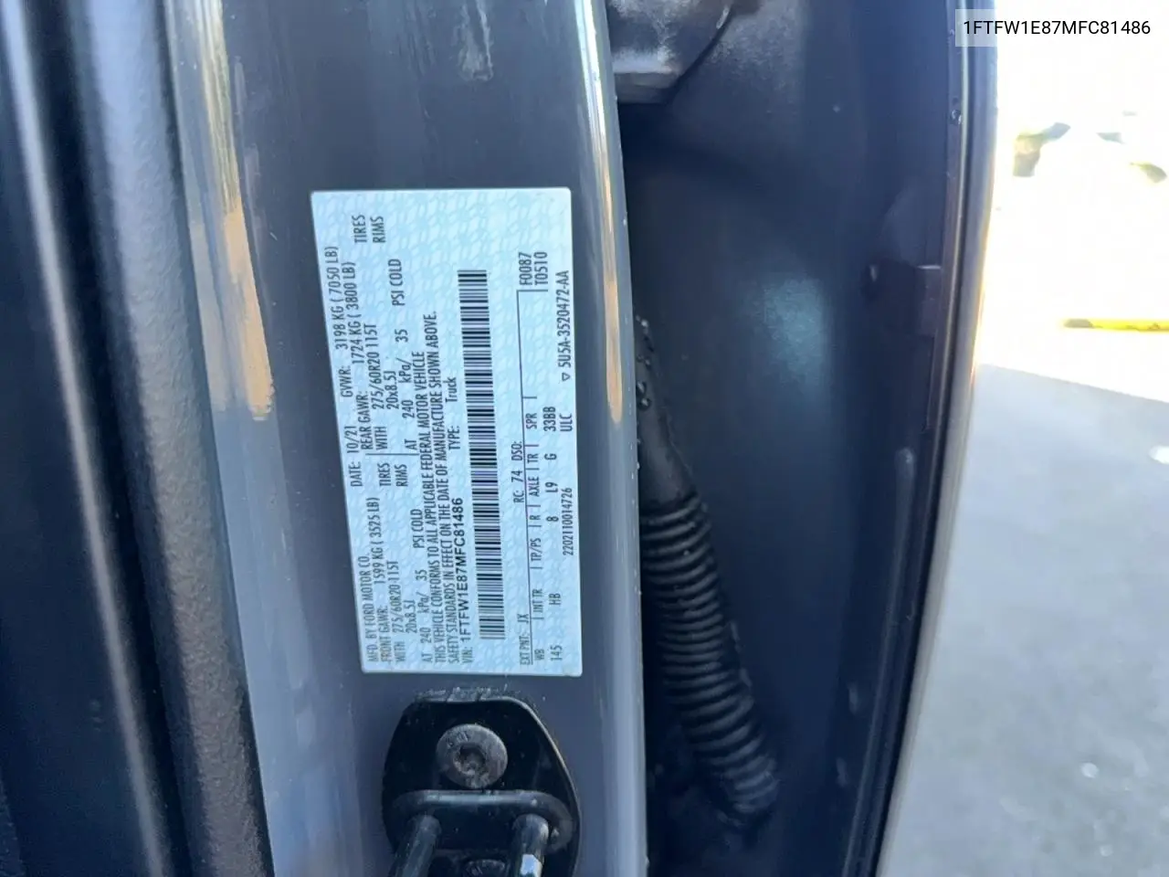 1FTFW1E87MFC81486 2021 Ford F150 Supercrew