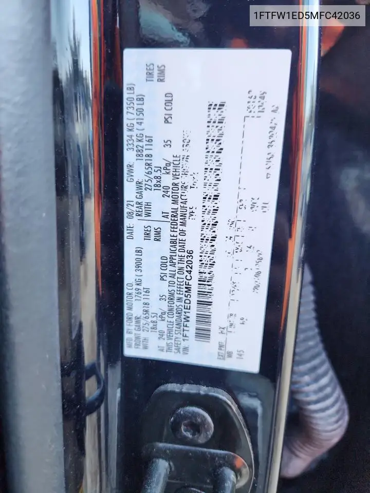 1FTFW1ED5MFC42036 2021 Ford F150 Supercrew