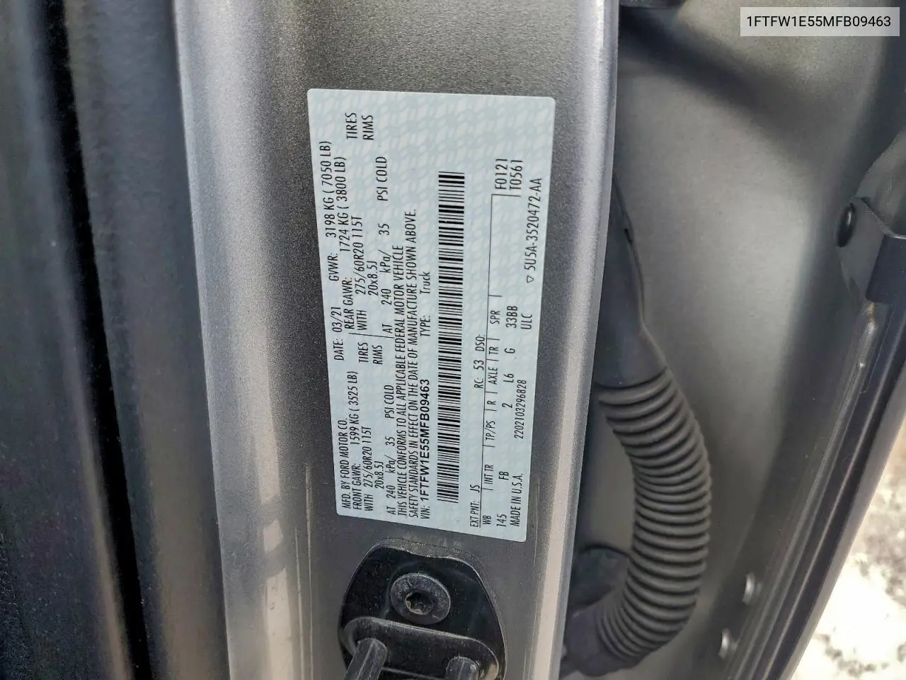1FTFW1E55MFB09463 2021 Ford F150 Supercrew