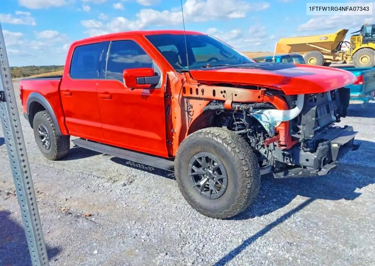 1FTFW1RG4NFA07343 2022 Ford F150 Raptor