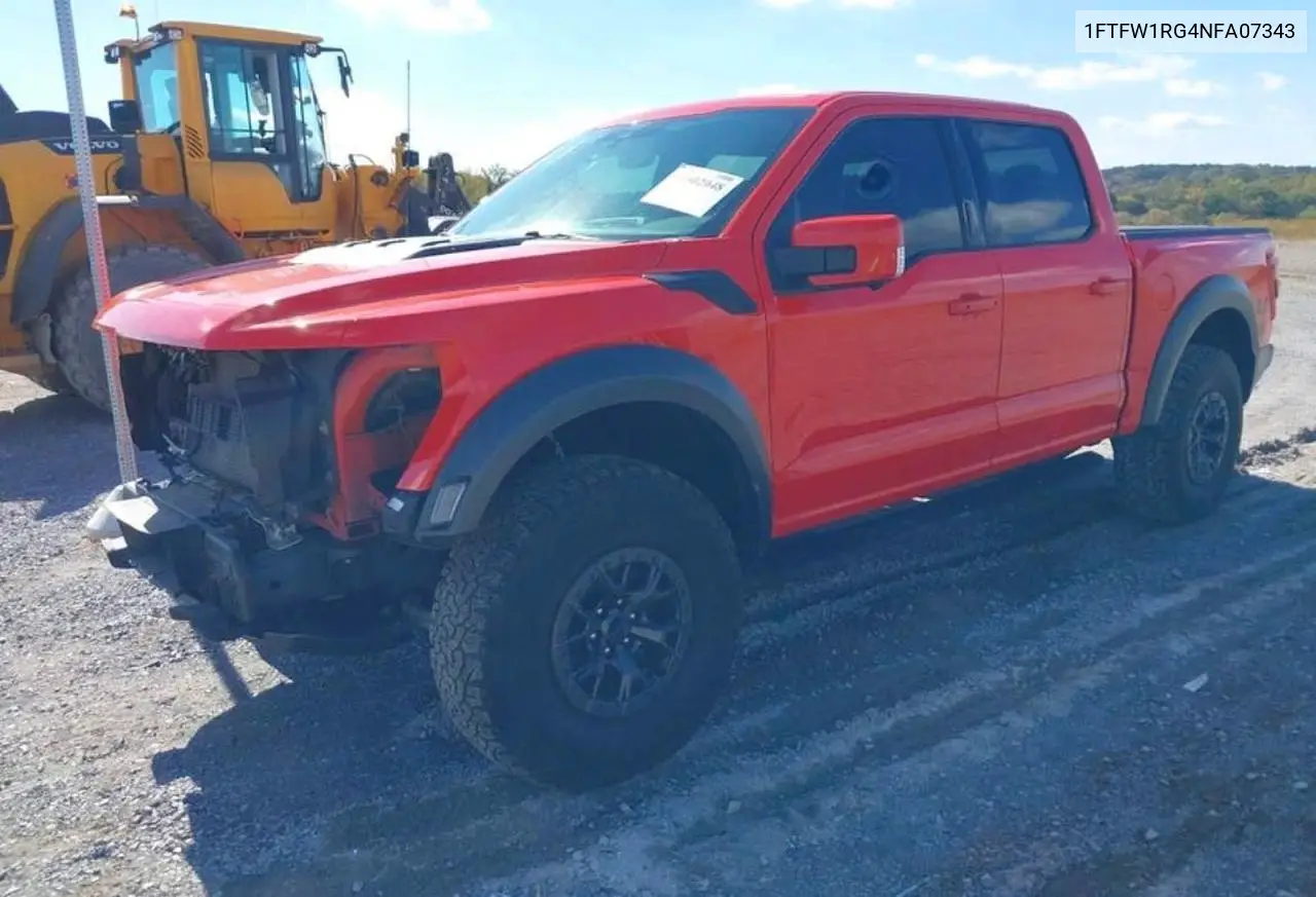 1FTFW1RG4NFA07343 2022 Ford F150 Raptor
