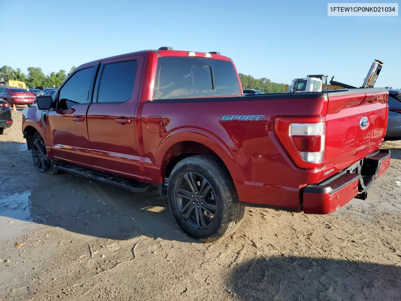 2022 Ford F150 Supercrew VIN: 1FTEW1CP0NKD21034 Lot: 57894544