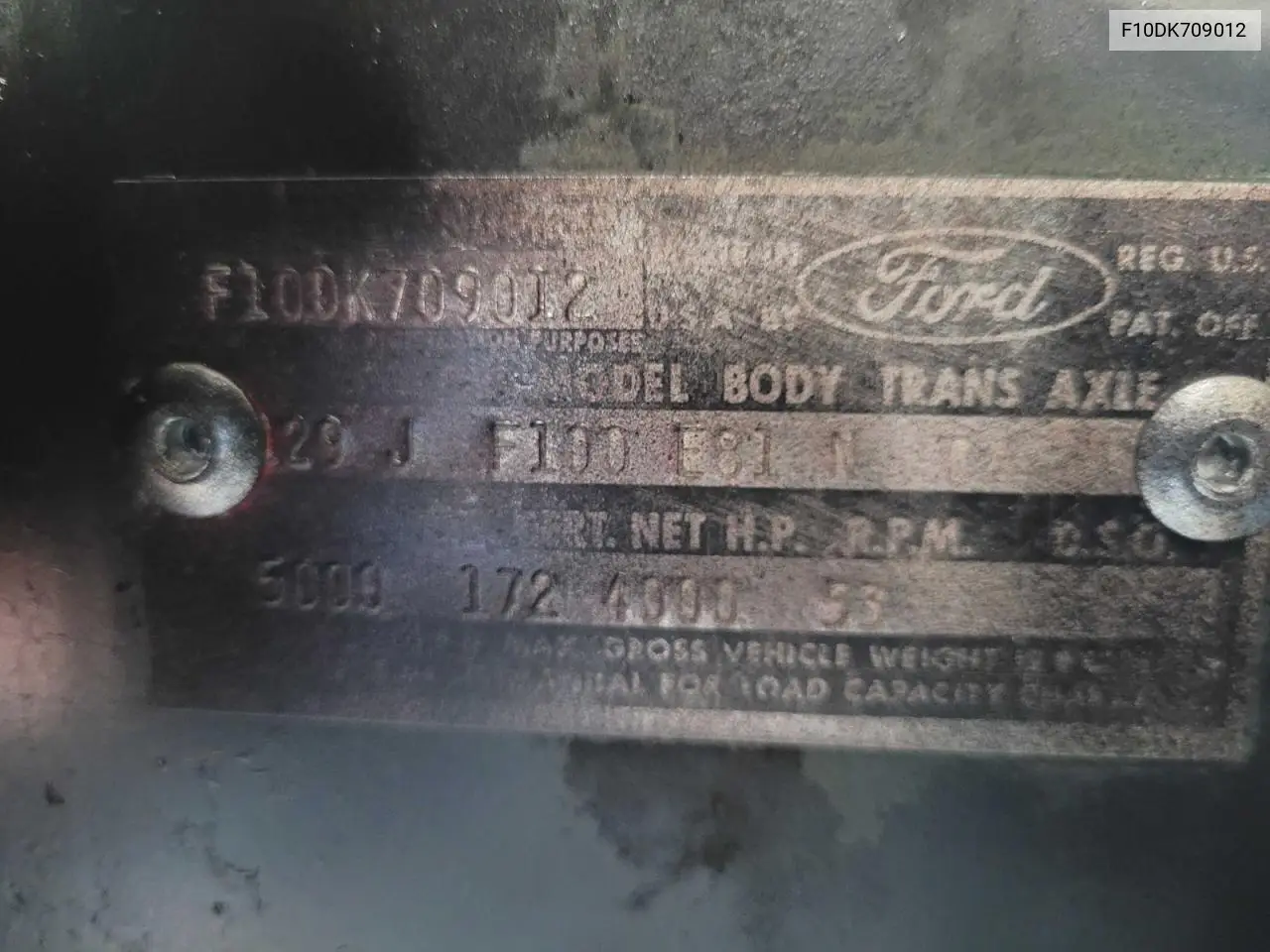 F10DK709012 1965 Ford F100