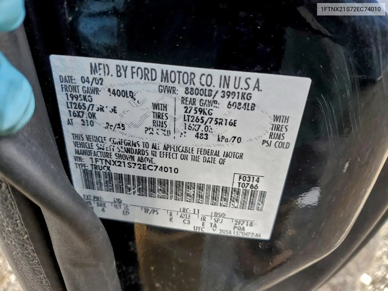 1FTNX21S72EC74010 2002 Ford F250 Super Duty