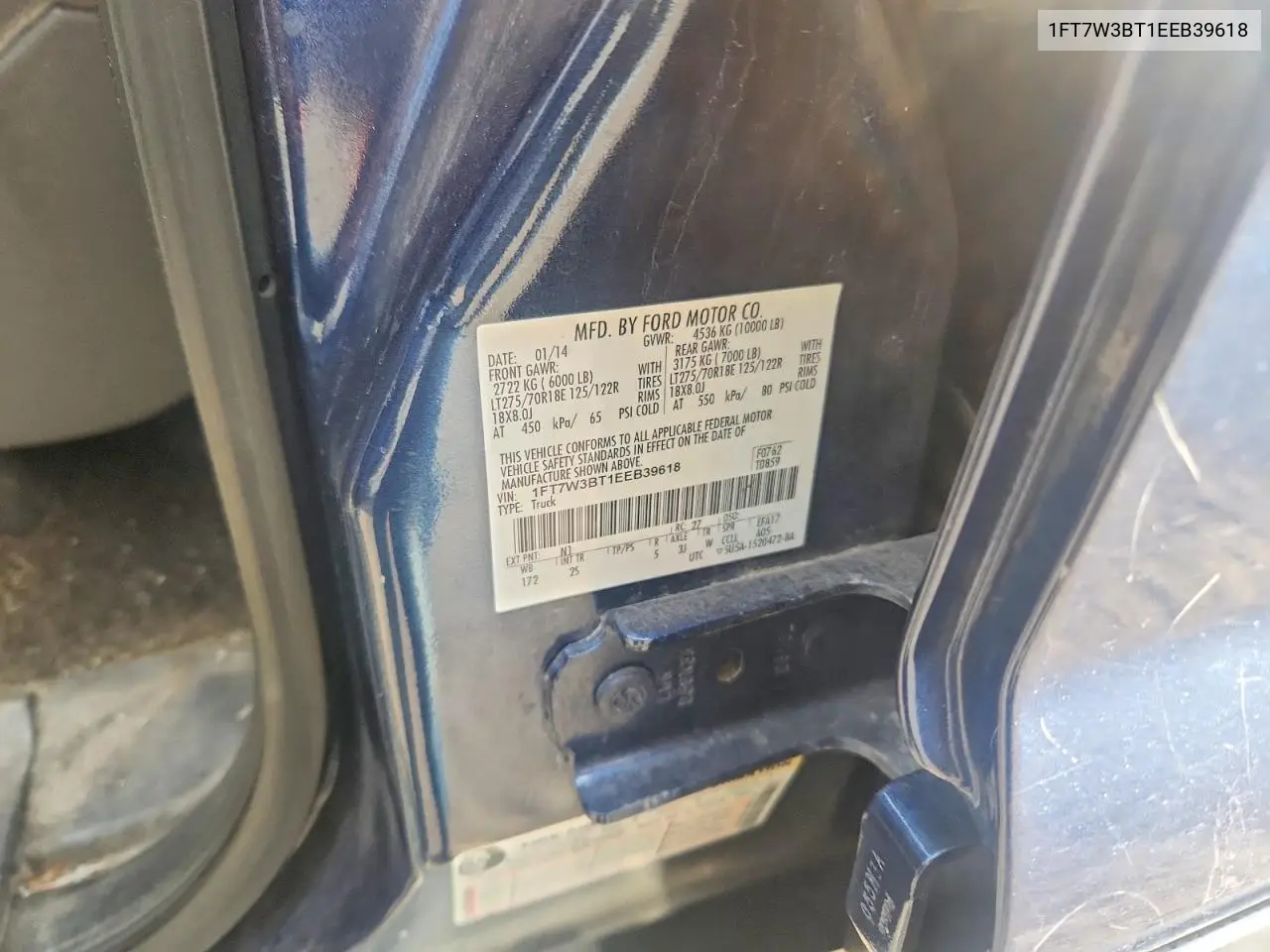 1FT7W3BT1EEB39618 2014 Ford F350 Super Duty