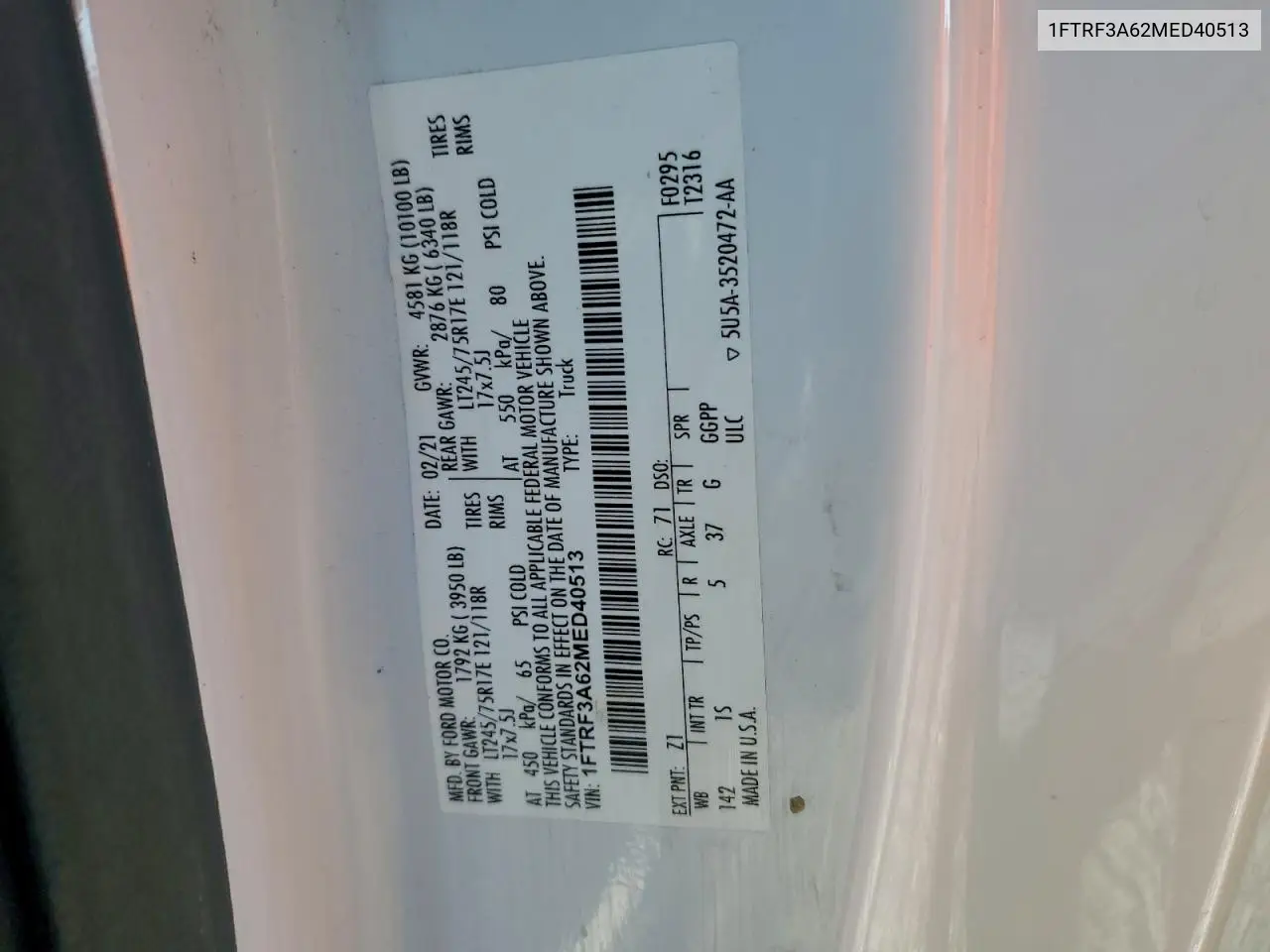1FTRF3A62MED40513 2021 Ford F350 Super Duty