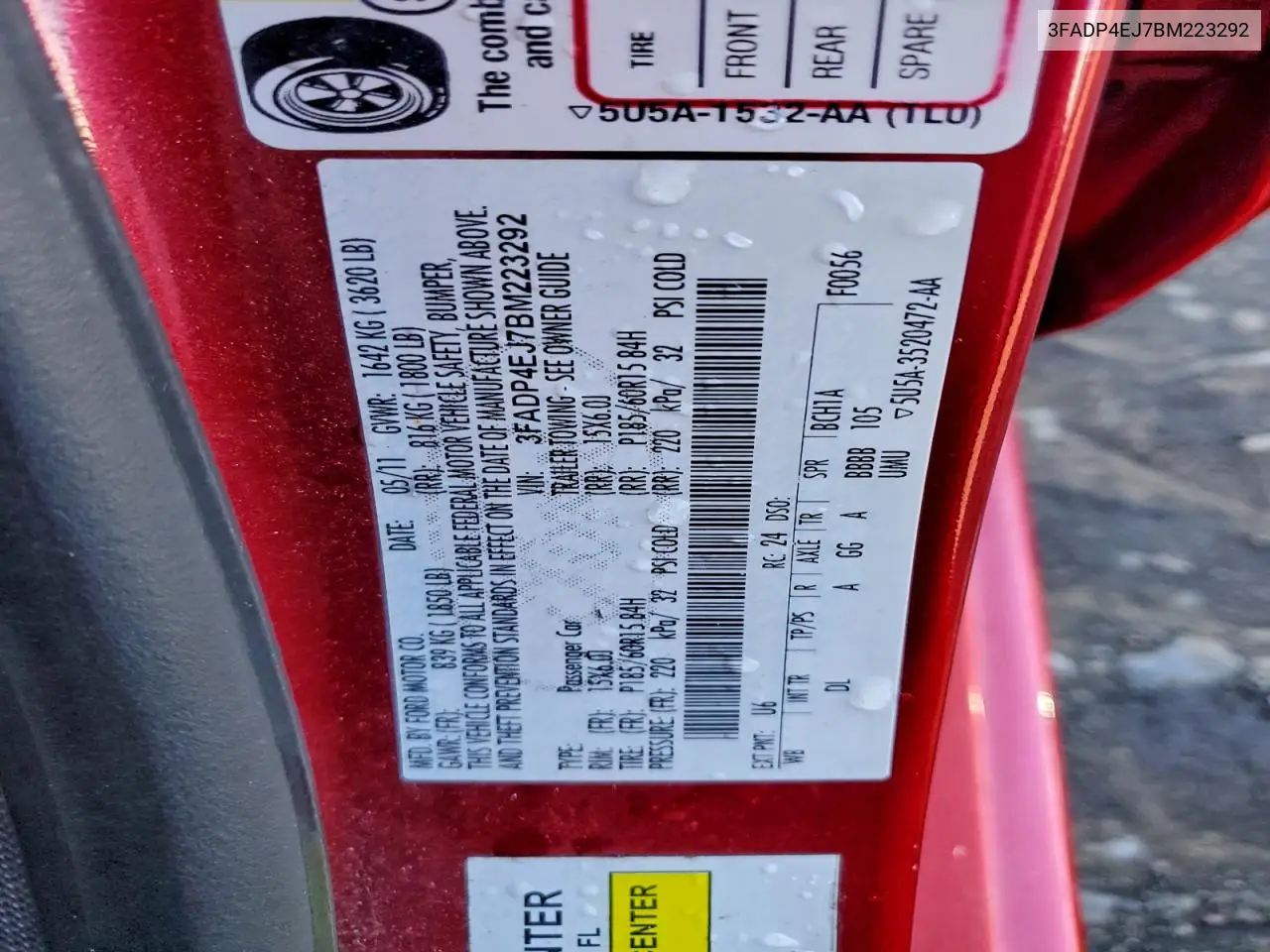 3FADP4EJ7BM223292 2011 Ford Fiesta Se