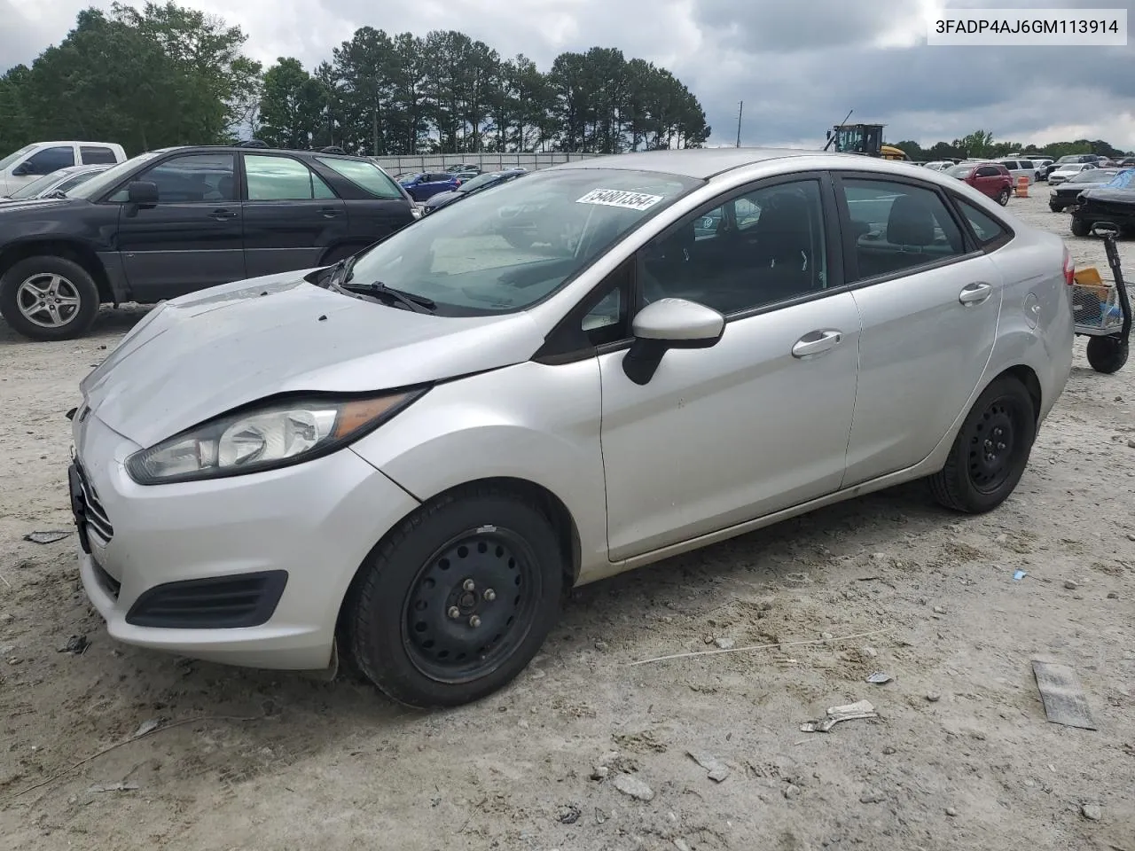 2016 Ford Fiesta S VIN: 3FADP4AJ6GM113914 Lot: 54801354