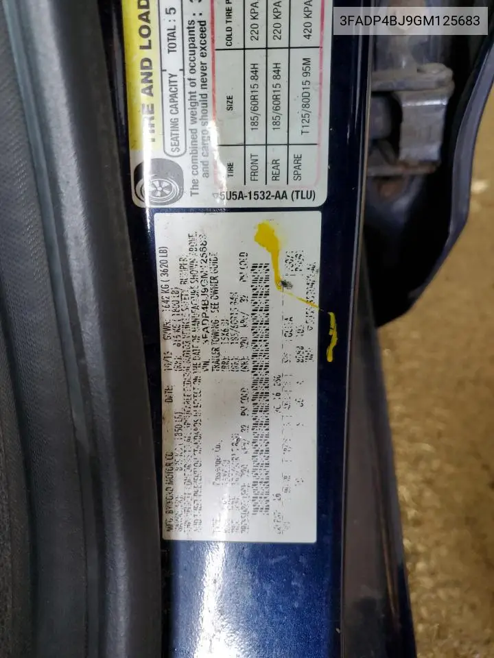 3FADP4BJ9GM125683 2016 Ford Fiesta Se