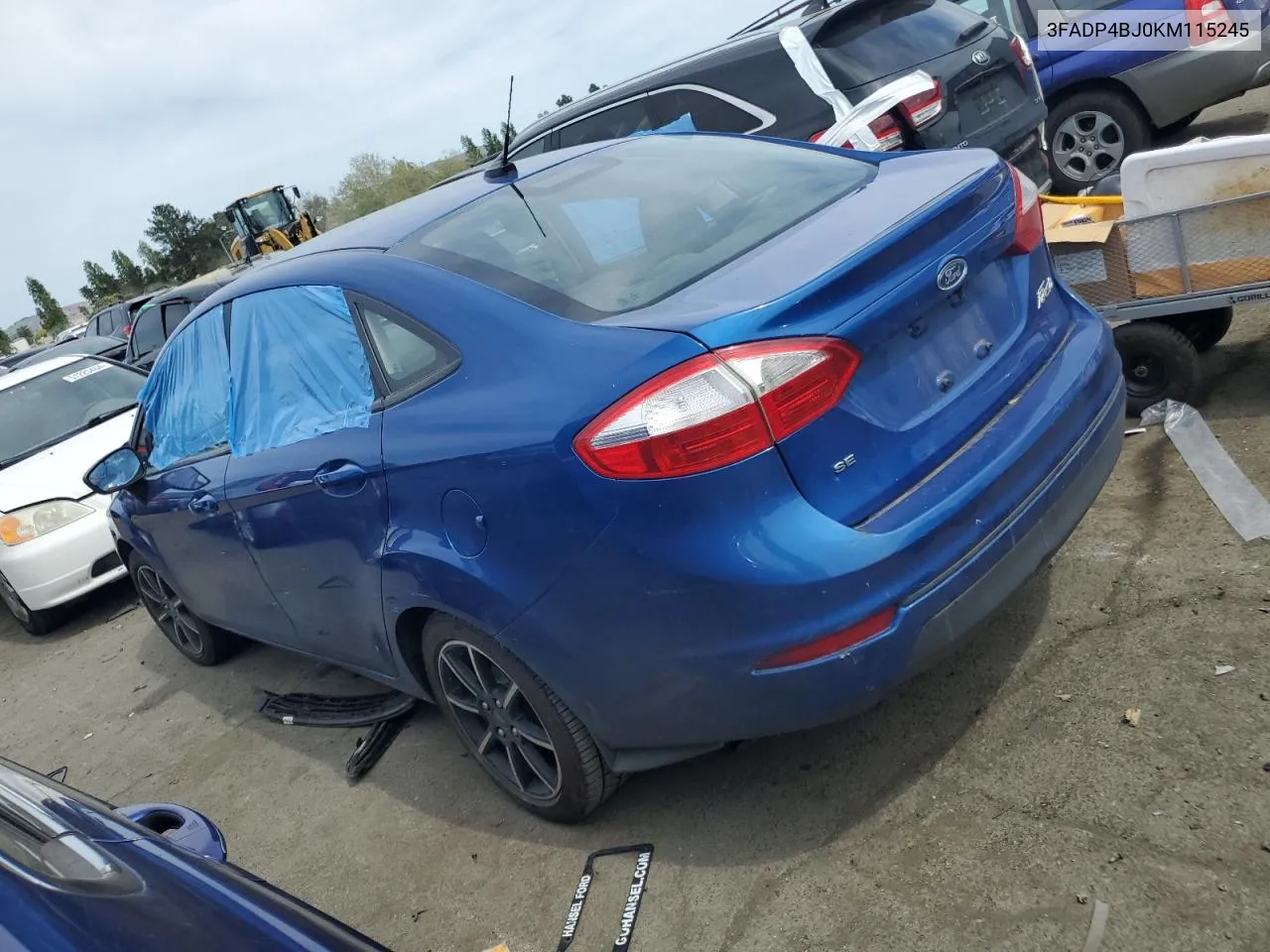 2019 Ford Fiesta Se VIN: 3FADP4BJ0KM115245 Lot: 51477084