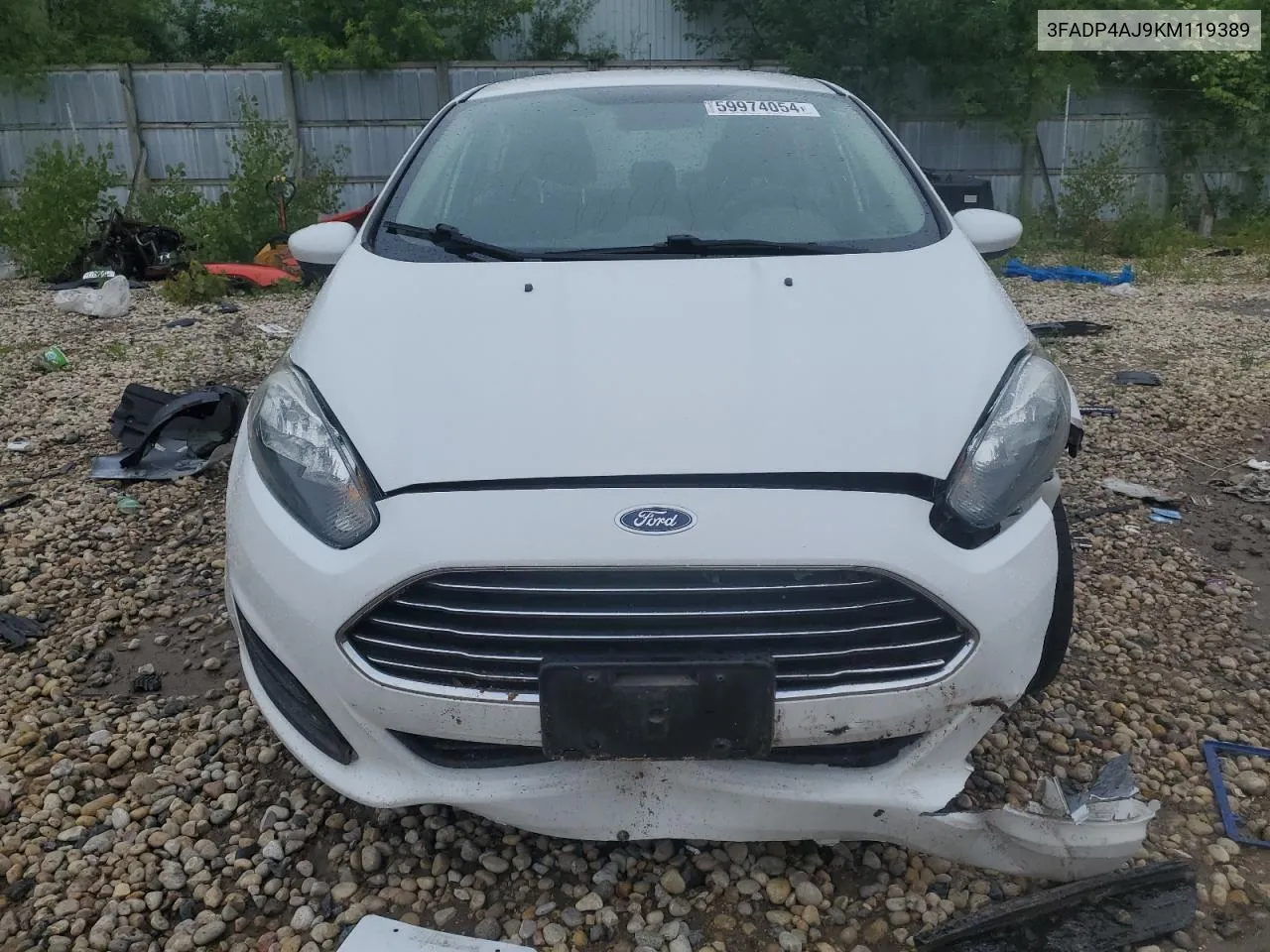 2019 Ford Fiesta S VIN: 3FADP4AJ9KM119389 Lot: 59974054