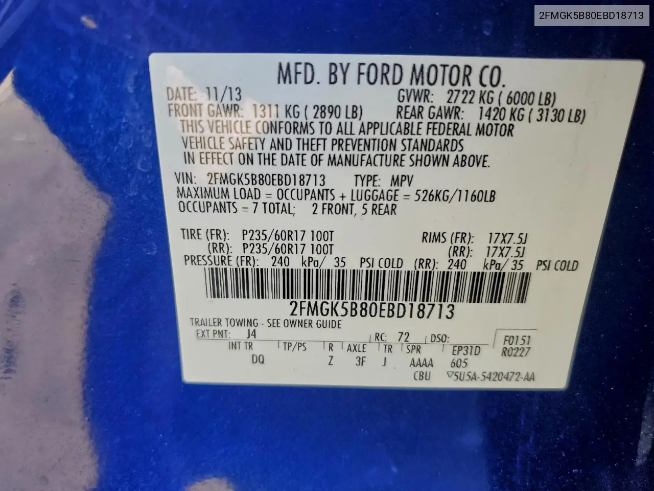 2FMGK5B80EBD18713 2014 Ford Flex Se