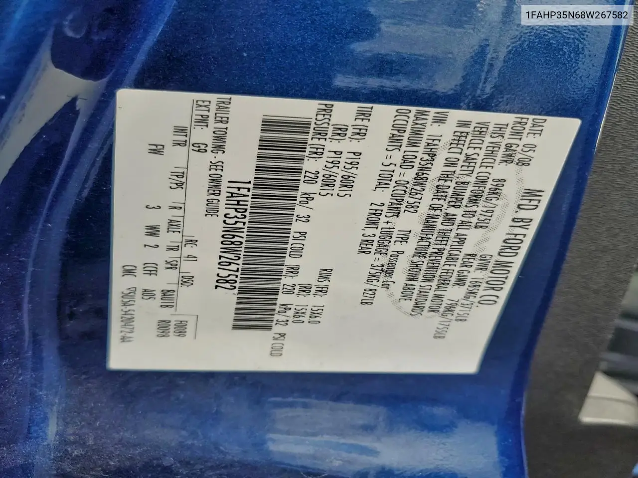 1FAHP35N68W267582 2008 Ford Focus Se