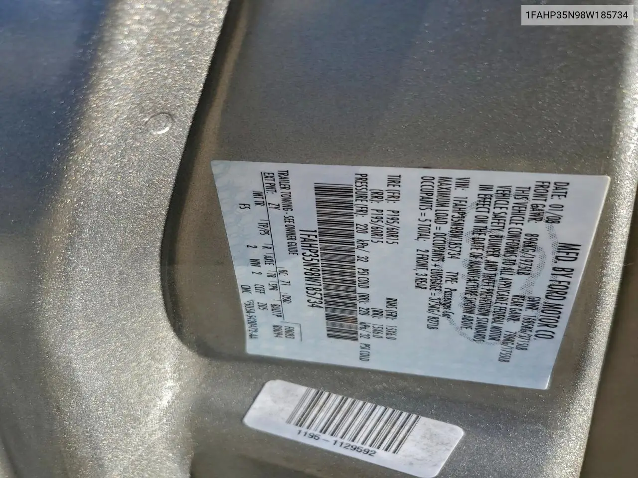 1FAHP35N98W185734 2008 Ford Focus Se