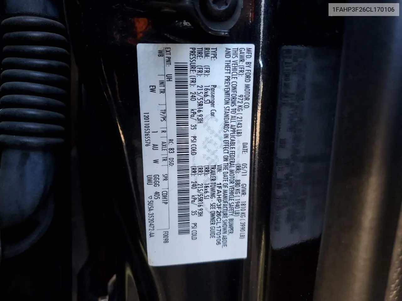 1FAHP3F26CL170106 2012 Ford Focus Se