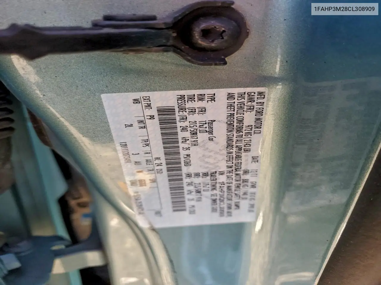 1FAHP3M28CL308909 2012 Ford Focus Sel