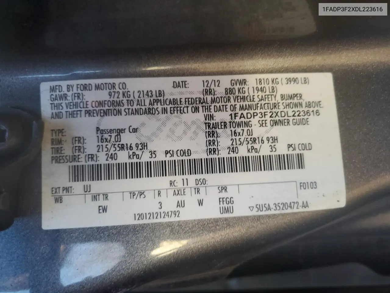 1FADP3F2XDL223616 2013 Ford Focus Se