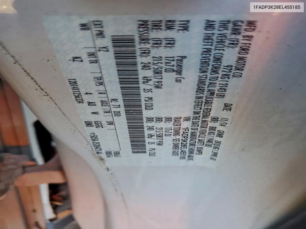 1FADP3K28EL455185 2014 Ford Focus Se