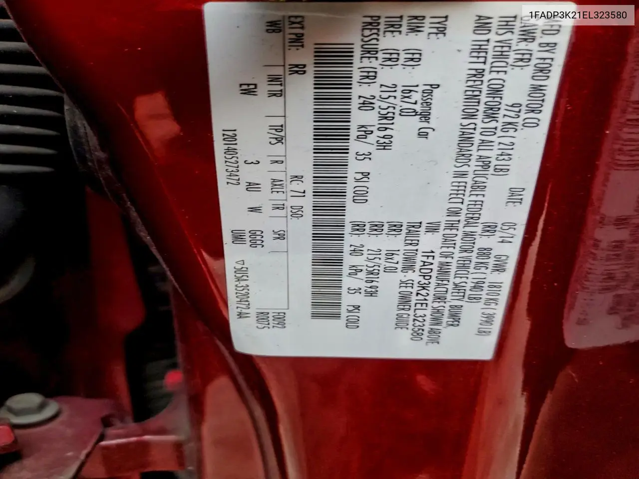 1FADP3K21EL323580 2014 Ford Focus Se