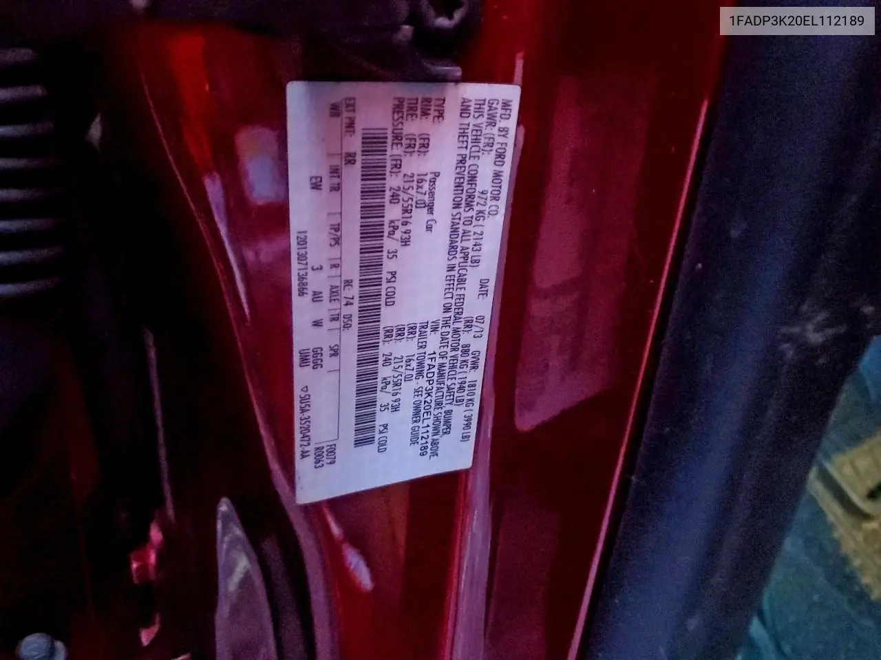 1FADP3K20EL112189 2014 Ford Focus Se