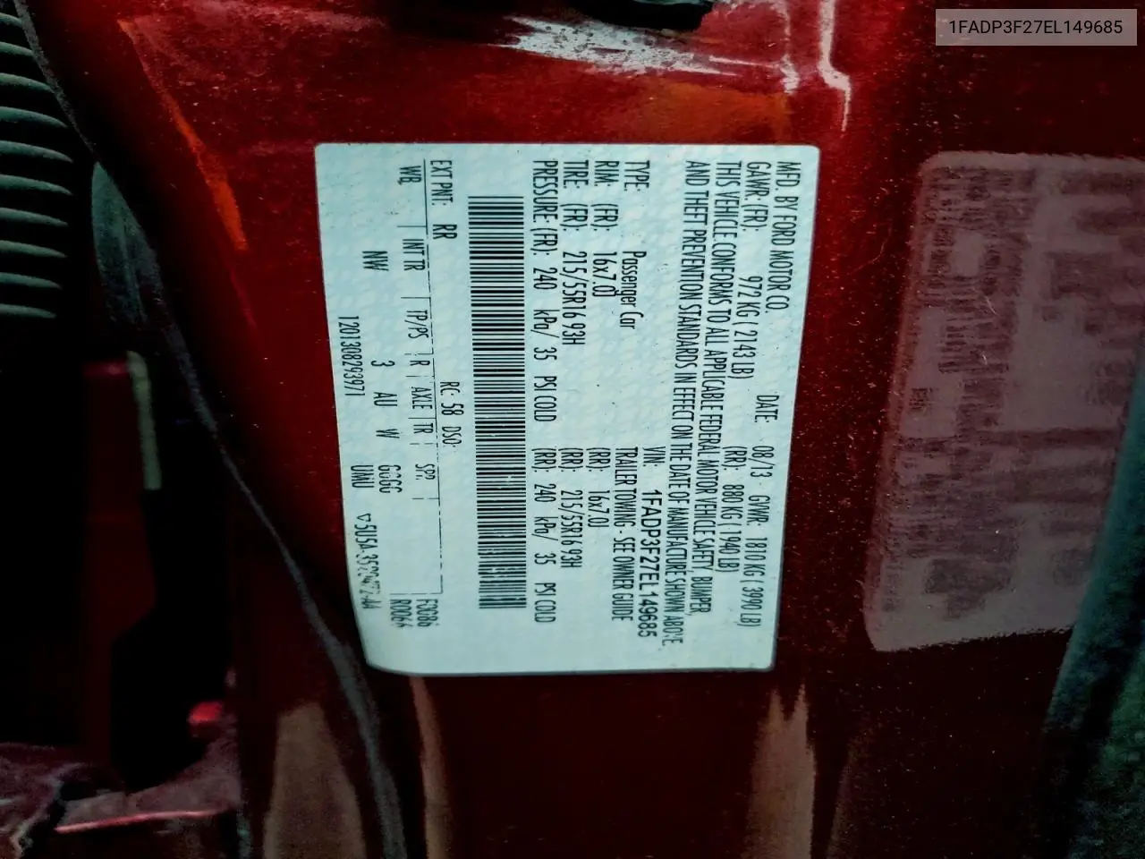 1FADP3F27EL149685 2014 Ford Focus Se