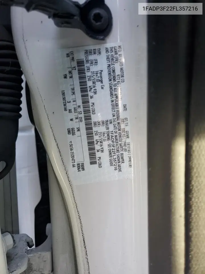 1FADP3F22FL357216 2015 Ford Focus Se