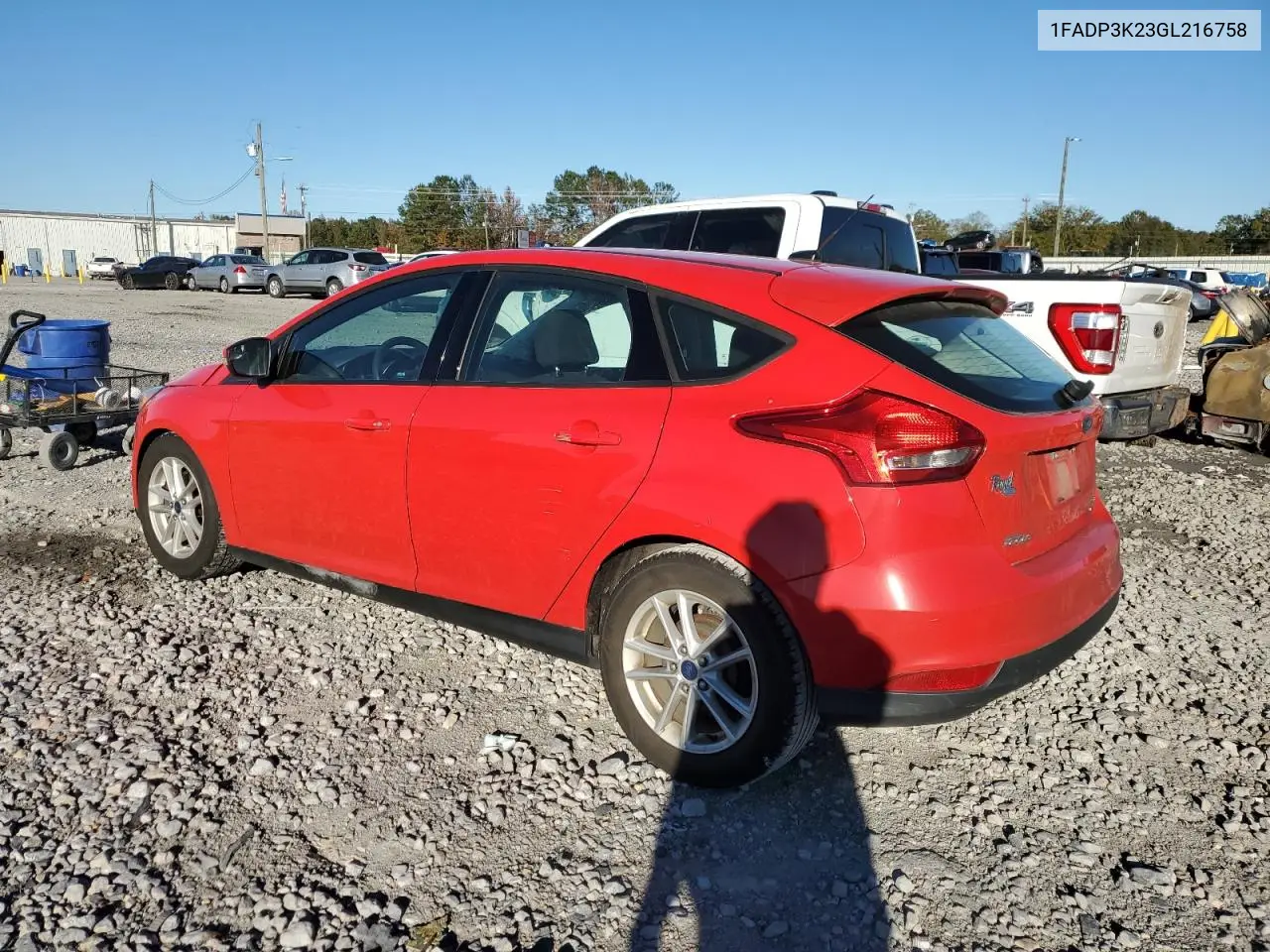 1FADP3K23GL216758 2016 Ford Focus Se