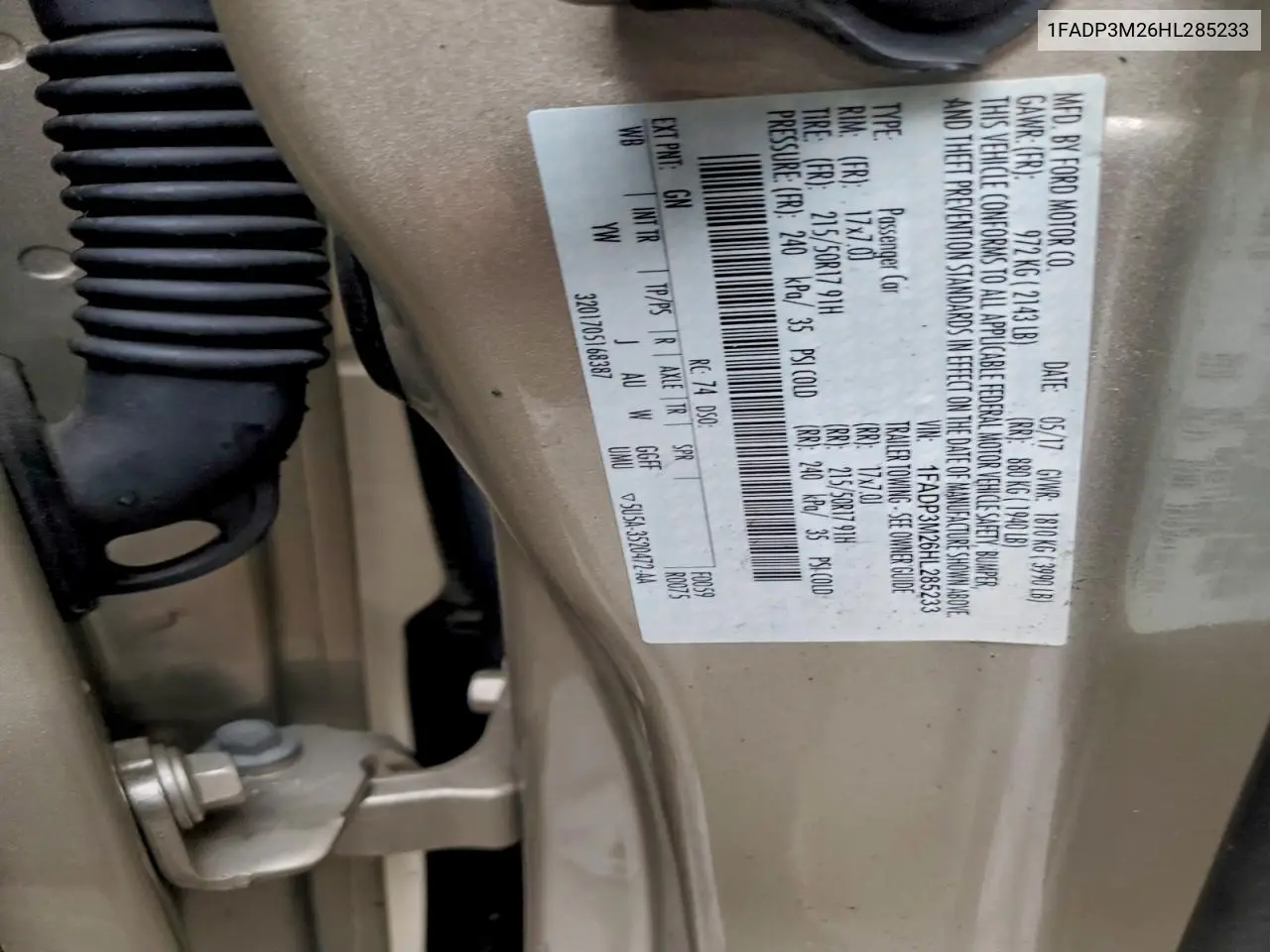 1FADP3M26HL285233 2017 Ford Focus Sel