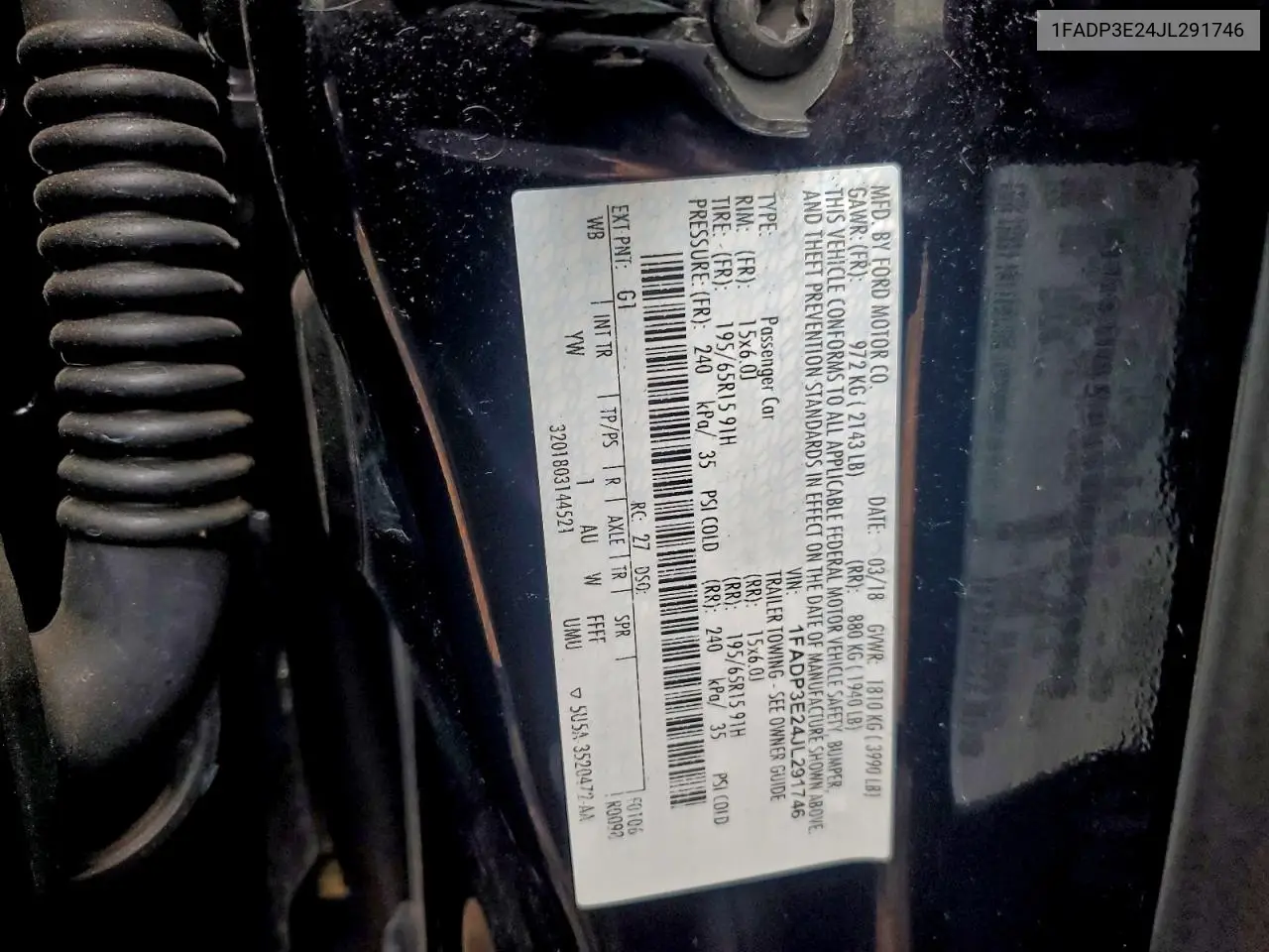 1FADP3E24JL291746 2018 Ford Focus S