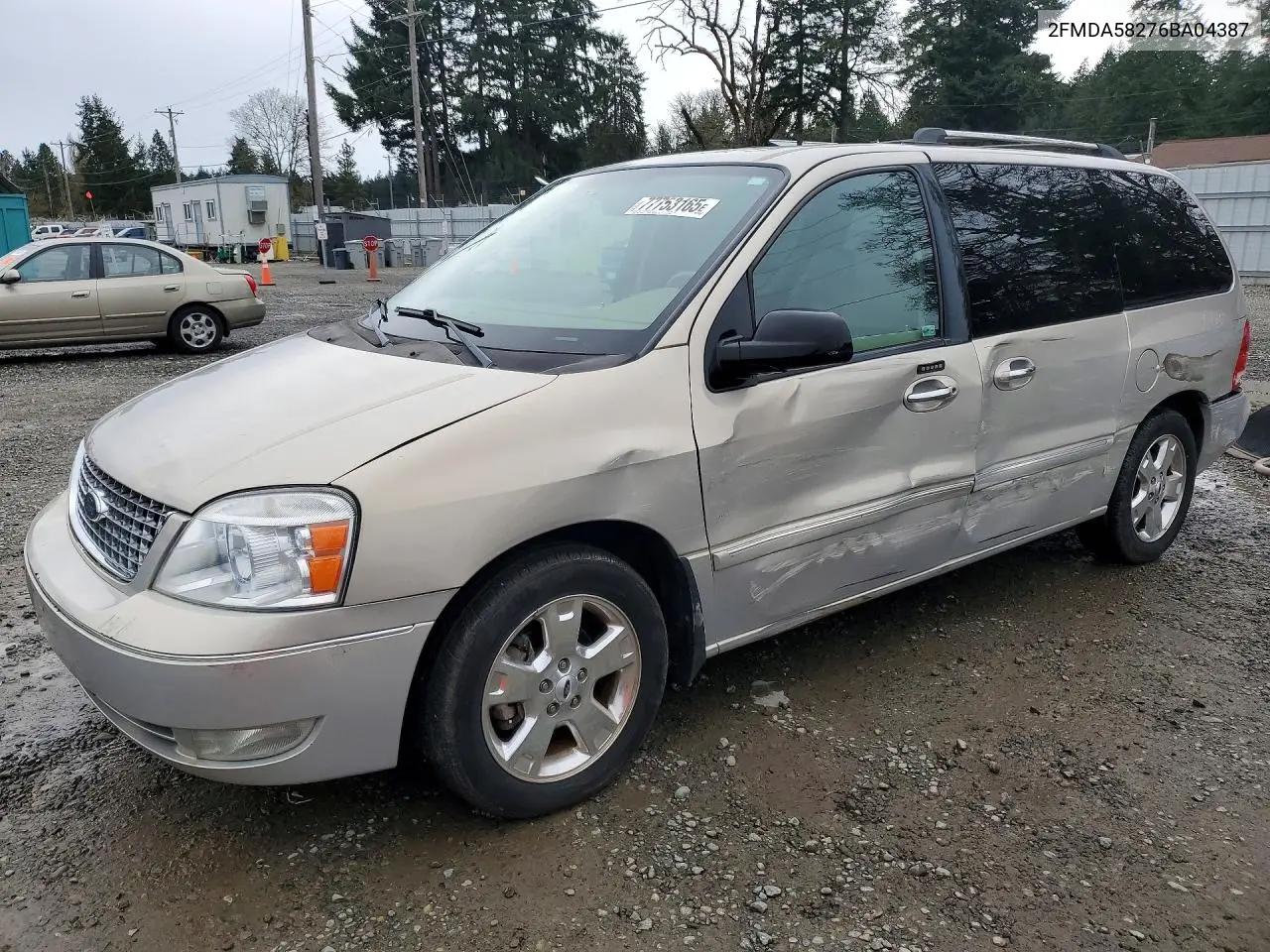 2006 Ford Freestar Limited VIN: 2FMDA58276BA04387 Lot: 77753165