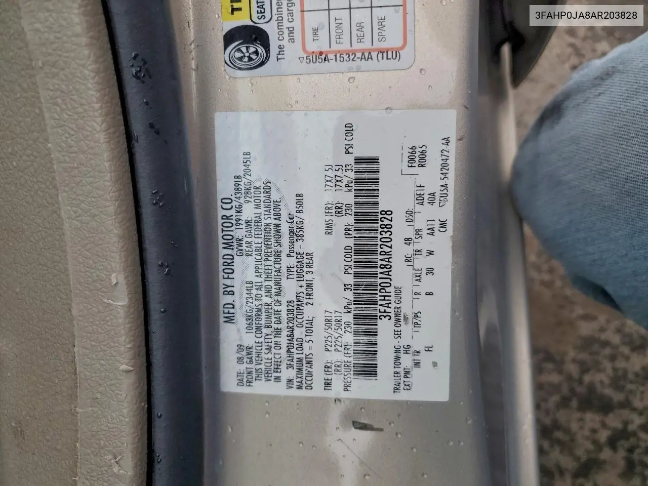 3FAHP0JA8AR203828 2010 Ford Fusion Sel