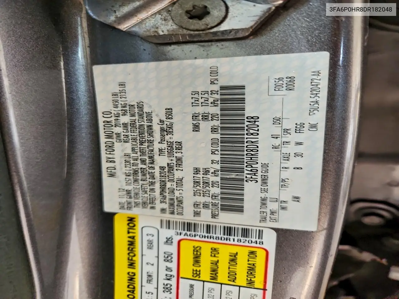 3FA6P0HR8DR182048 2013 Ford Fusion Se