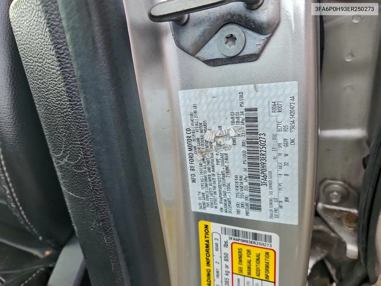 3FA6P0H93ER250273 2014 Ford Fusion Se