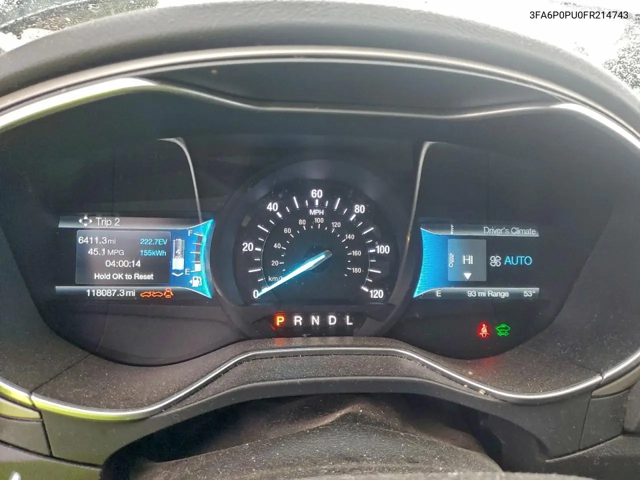 3FA6P0PU0FR214743 2015 Ford Fusion Se Phev
