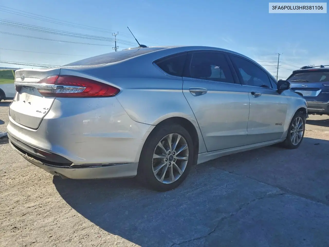 3FA6P0LU3HR381106 2017 Ford Fusion Se Hybrid