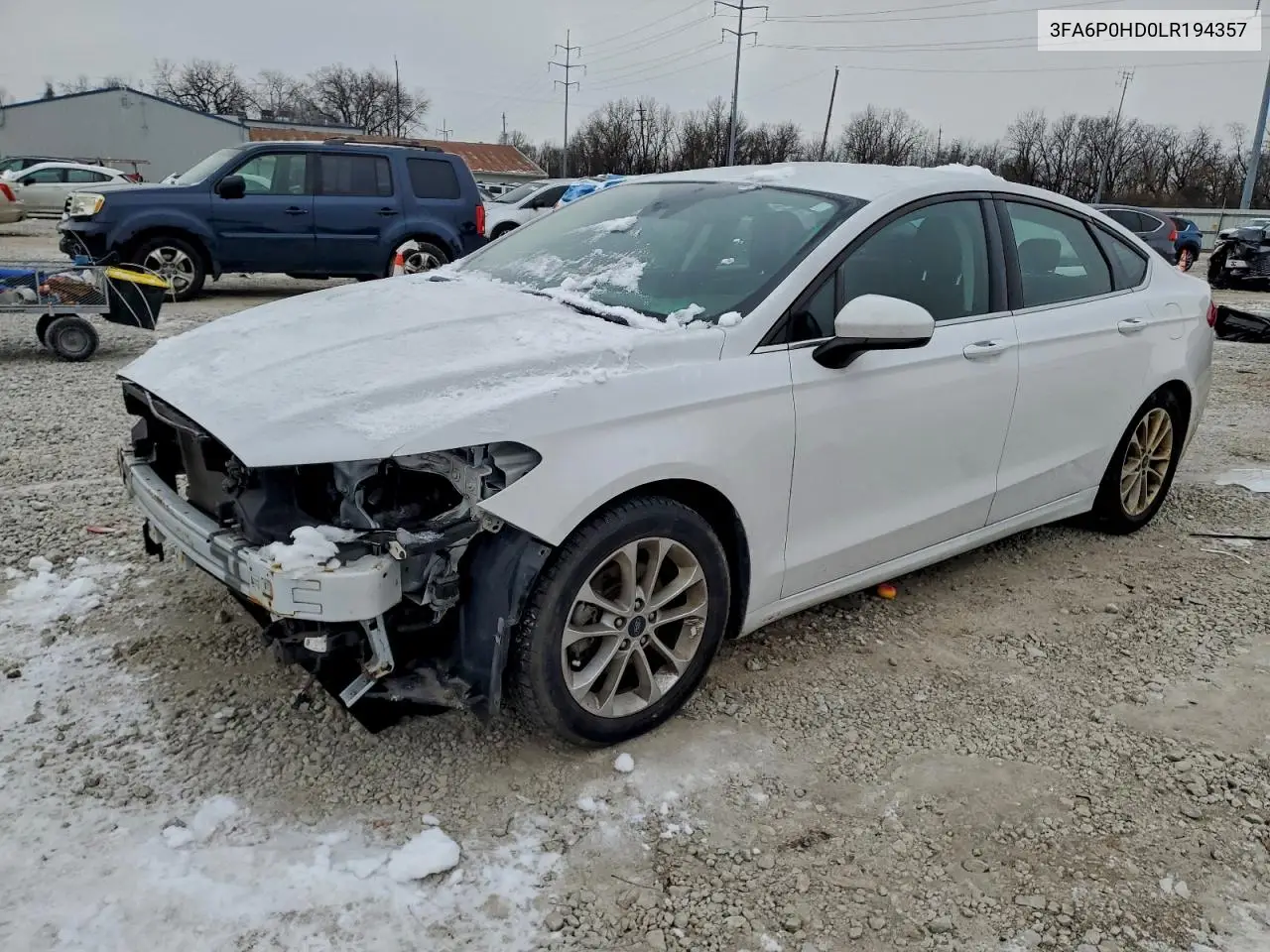 3FA6P0HD0LR194357 2020 Ford Fusion Se