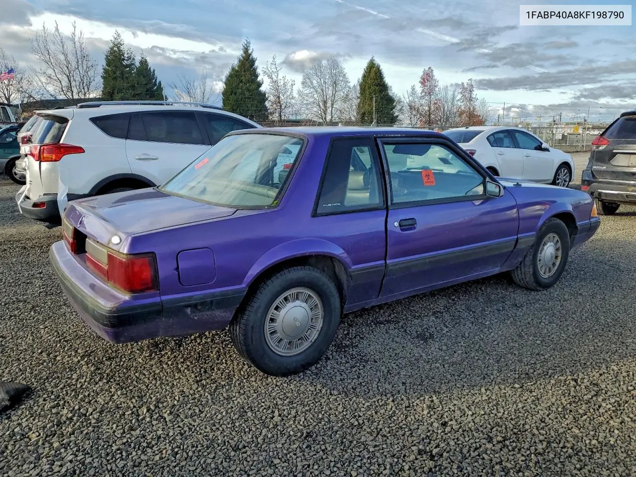 1FABP40A8KF198790 1989 Ford Mustang Lx