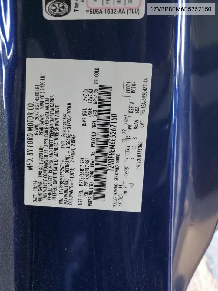 1ZVBP8EM6E5267150 2014 Ford Mustang