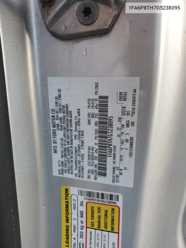 1FA6P8TH7G5238095 2016 Ford Mustang