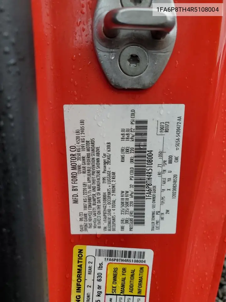 1FA6P8TH4R5108004 2024 Ford Mustang