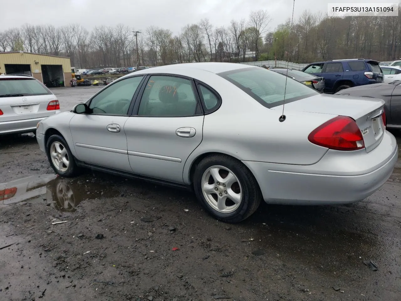 2003 Ford Taurus Se VIN: 1FAFP53U13A151094 Lot: 51493484