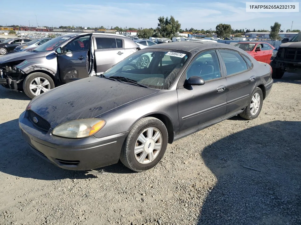 2005 Ford Taurus Sel VIN: 1FAFP56265A232170 Lot: 72589474