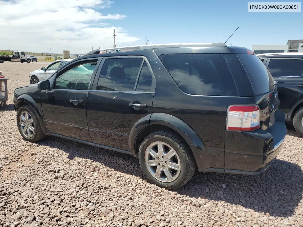 2008 Ford Taurus X Limited VIN: 1FMDK03W08GA00851 Lot: 51231354